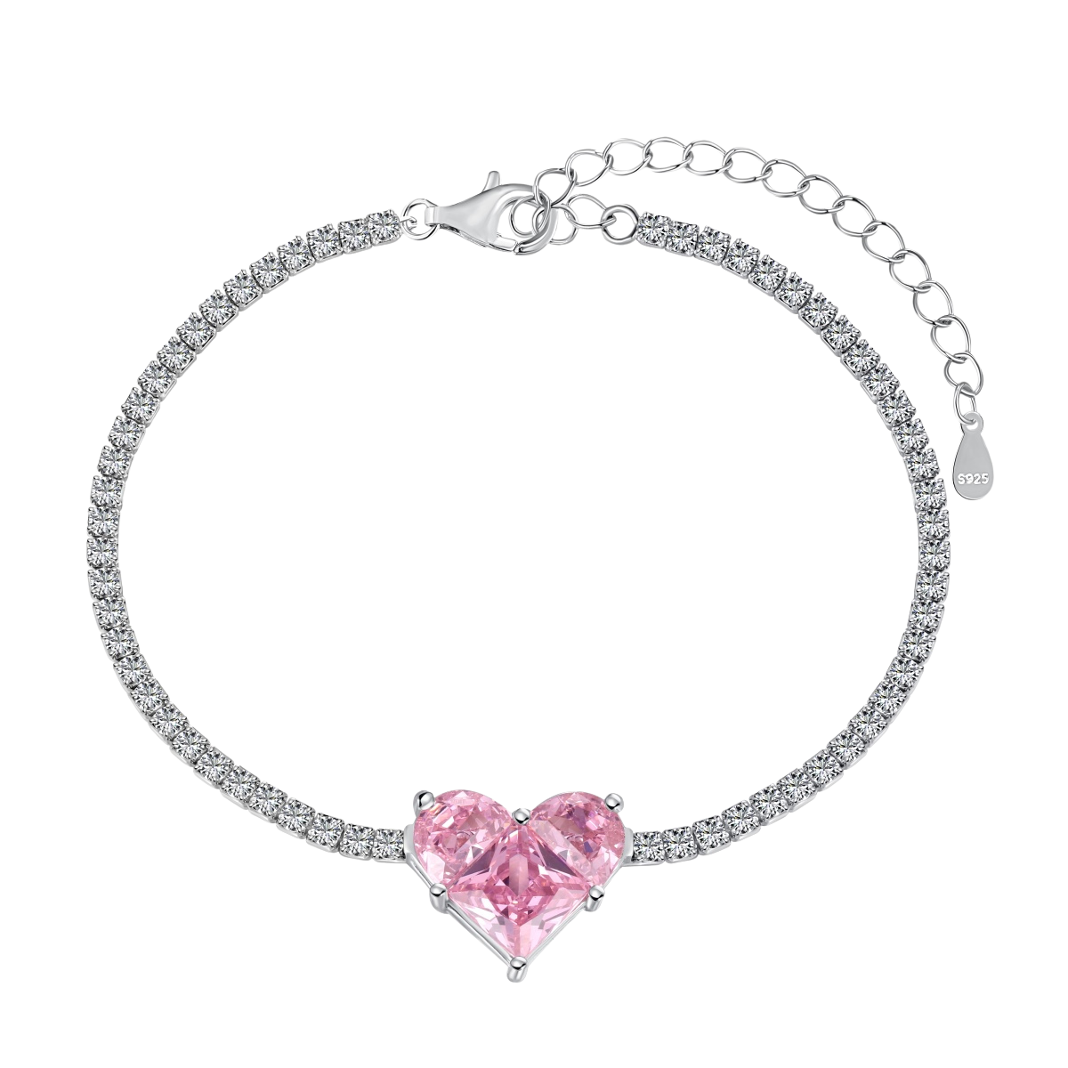 Clévaillé Pink Heart Charm Bracelet