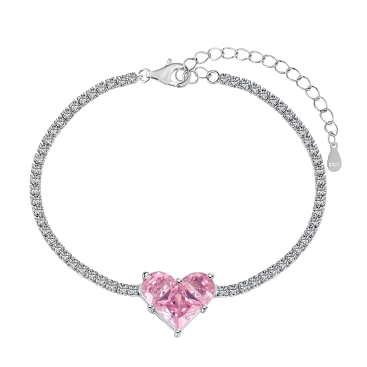 Clévaillé Pink Heart Charm Bracelet