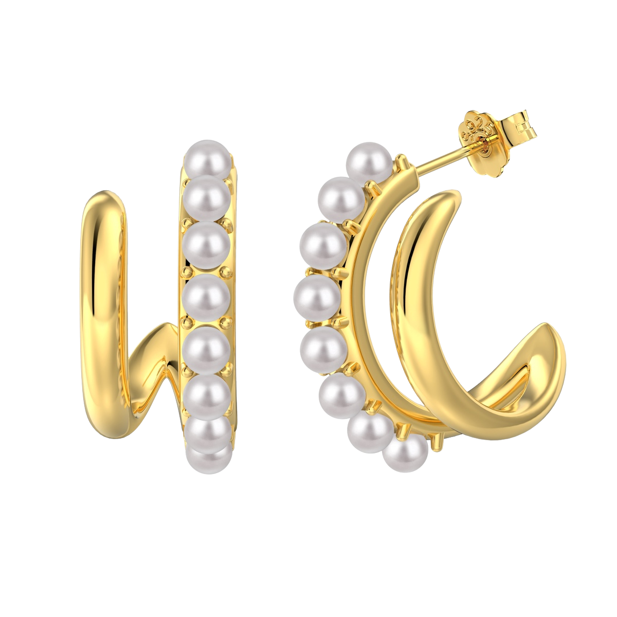 Clévaillé Pearl Luxe Gold Hoops