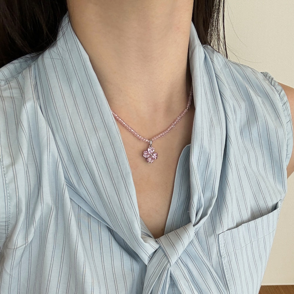 Clévaillé Blossom Rose Quartz Necklace