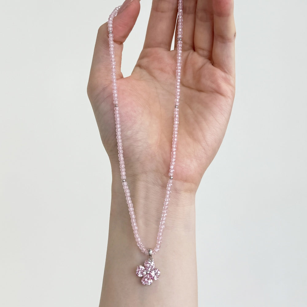 Clévaillé Blossom Rose Quartz Necklace