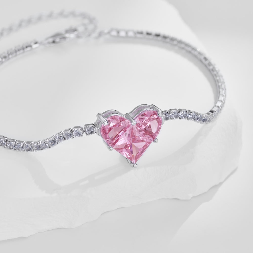 Clévaillé Pink Heart Charm Bracelet