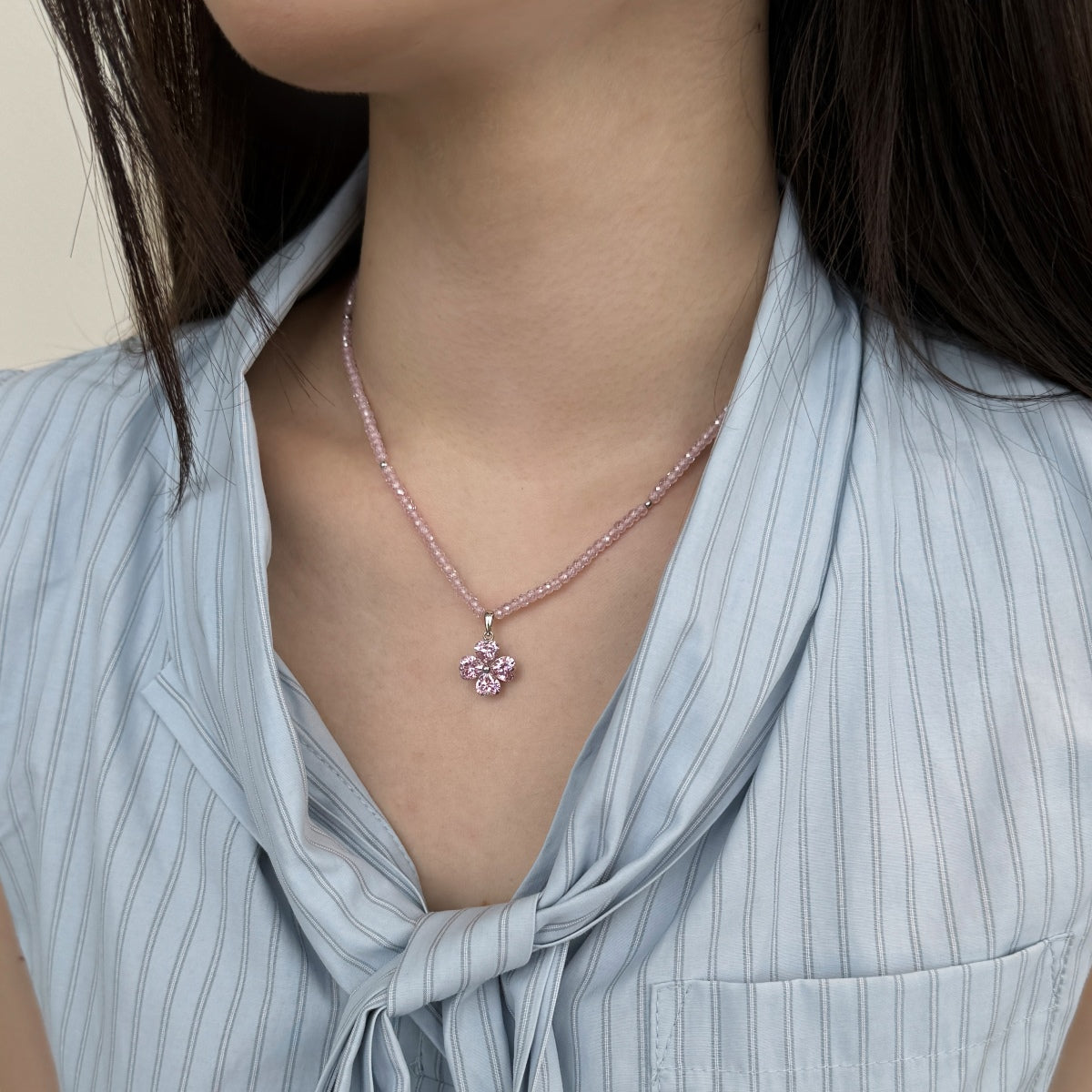 Clévaillé Blossom Rose Quartz Necklace