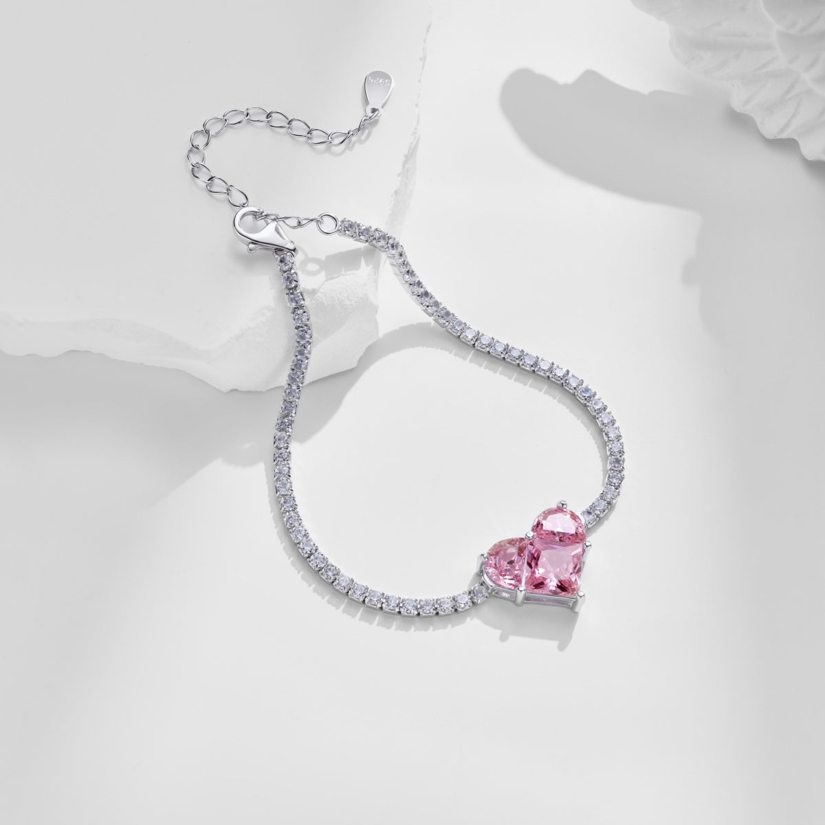 Clévaillé Pink Heart Charm Bracelet