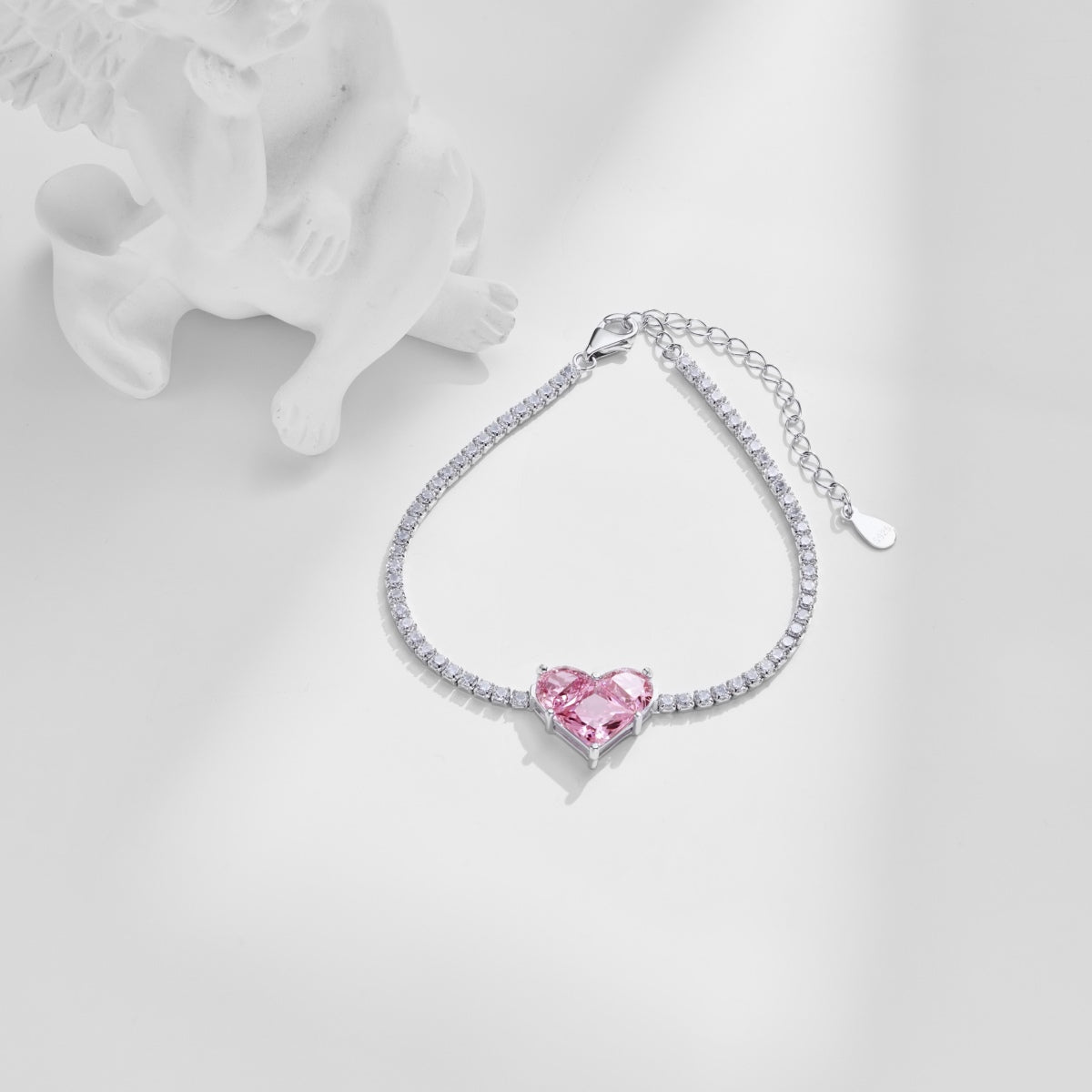 Clévaillé Pink Heart Charm Bracelet